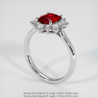 1.22 Ct. Ruby Ring, 18K White Gold 2