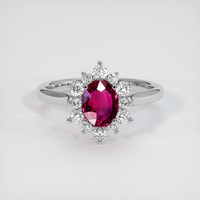 0.74 Ct. Ruby Ring, 18K White Gold 1