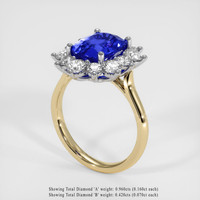 4.43 Ct. Blue Sapphire Ring, 14K White & Yellow 2