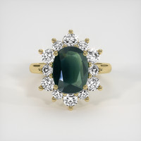 3.55 Ct. Green Sapphire Ring, 10K Yellow Gold 1