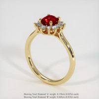 0.99 Ct. Ruby Ring, 14K Yellow Gold 2