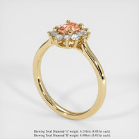 0.76 Ct. Peach Sapphire Ring, 14K Yellow Gold 2