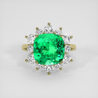 6.56 Ct. Emerald Ring, 18K Yellow Gold 1