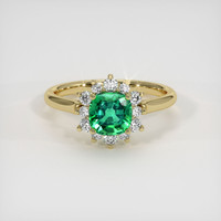 0.93 Ct. Emerald Ring, 18K Yellow Gold 1