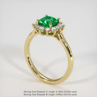 0.93 Ct. Emerald Ring, 18K Yellow Gold 2