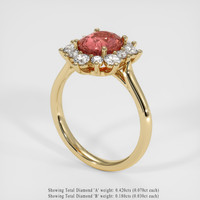 2.06 Ct. Padparadscha Sapphire Ring, 18K Yellow Gold 2