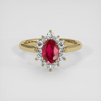 1.39 Ct. Pinkish Red Ruby Ring, 18K Yellow Gold 1