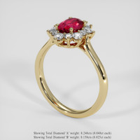 1.39 Ct. Pinkish Red Ruby Ring, 18K Yellow Gold 2