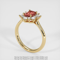 1.04 Ct. Padparadscha Sapphire Ring, 18K Yellow Gold 2