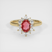 1.08 Ct. Padparadscha Sapphire Ring, 18K Yellow Gold 1