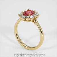 1.08 Ct. Padparadscha Sapphire Ring, 18K Yellow Gold 2