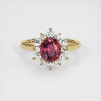 1.74 Ct. Reddish Pink Sapphire Ring, 18K Yellow Gold 1