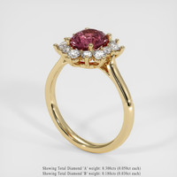 1.74 Ct. Reddish Pink Sapphire Ring, 18K Yellow Gold 2
