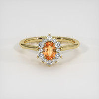 0.45 Ct. Padparadscha Sapphire Ring, 18K Yellow Gold 1