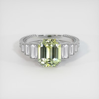2.60 Ct. Yellowish Green Sapphire Ring, Platinum 950 1