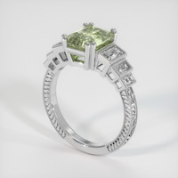2.60 Ct. Yellowish Green Sapphire Ring, Platinum 950 2