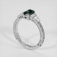1.11 Ct. Bluish Green Sapphire Ring, Silver 2