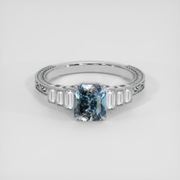 1.62 Ct. Greenish Blue Sapphire Ring, 10K White Gold 1