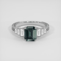 2.08 Ct. Bluish Green Sapphire Ring, 14K White Gold 1