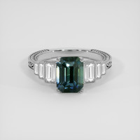 2.52 Ct. Greenish Blue Sapphire Ring, 14K White Gold 1