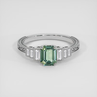 0.99 Ct. Bluish Green Sapphire Ring, 14K White Gold 1