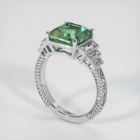 4.07 Ct. Bluish Green Sapphire Ring, 14K White Gold 2