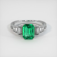 1.43 Ct. Emerald Ring, 18K White Gold 1