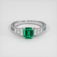 1.04 Ct. Emerald Ring, 18K White Gold 1