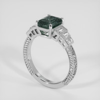 2.08 Ct. Bluish Green Sapphire Ring, 18K White Gold 2