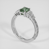 0.99 Ct. Bluish Green Sapphire Ring, 18K White Gold 2