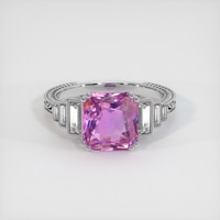 3.89 Ct. Pink Sapphire Ring, 18K White Gold 1