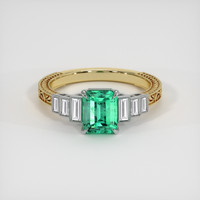 1.13 Ct. Emerald Ring, 18K White & Yellow 1