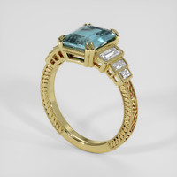 2.69 Ct. Bluish Green Sapphire Ring, 14K Yellow Gold 2