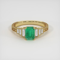 0.99 Ct. Emerald Ring, 18K Yellow Gold 1