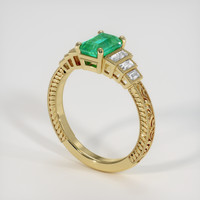 0.99 Ct. Emerald Ring, 18K Yellow Gold 2