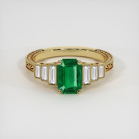 0.87 Ct. Emerald Ring, 18K Yellow Gold 1