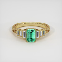 0.73 Ct. Emerald Ring, 18K Yellow Gold 1