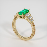 0.97 Ct. Emerald Ring, 18K Yellow Gold 2
