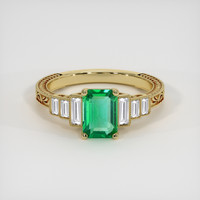 0.78 Ct. Emerald Ring, 18K Yellow Gold 1