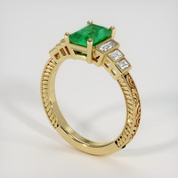 0.78 Ct. Emerald Ring, 18K Yellow Gold 2
