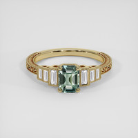 1.05 Ct. Bluish Green Sapphire Ring, 18K Yellow Gold 1