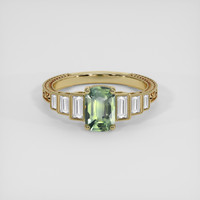 1.09 Ct. Yellowish Green Sapphire Ring, 18K Yellow Gold 1