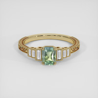 1.04 Ct. Bluish Green Sapphire Ring, 18K Yellow Gold 1