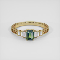 0.92 Ct. Bluish Green Sapphire Ring, 18K Yellow Gold 1