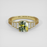 1.54 Ct. Yellowish Green Sapphire Ring, 18K Yellow Gold 1
