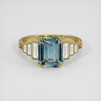 2.69 Ct. Bluish Green Sapphire Ring, 18K Yellow Gold 1