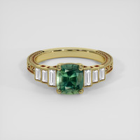 1.19 Ct. Bluish Green Sapphire Ring, 18K Yellow Gold 1