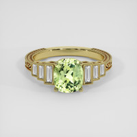 2.03 Ct. Yellowish Green Sapphire Ring, 18K Yellow Gold 1