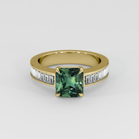 2.03 Ct. Bluish Green Sapphire Ring, 18K Yellow Gold 1