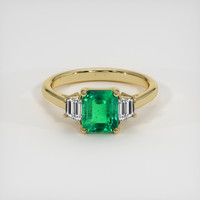 1.30 Ct. Emerald Ring, 18K Yellow Gold 1